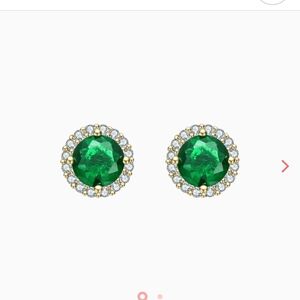 Elegant Green and Gold Stud Earrings